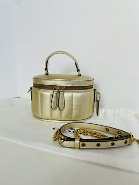 Coach Gold Quilted Trail Top-Handle Crossbody Bag